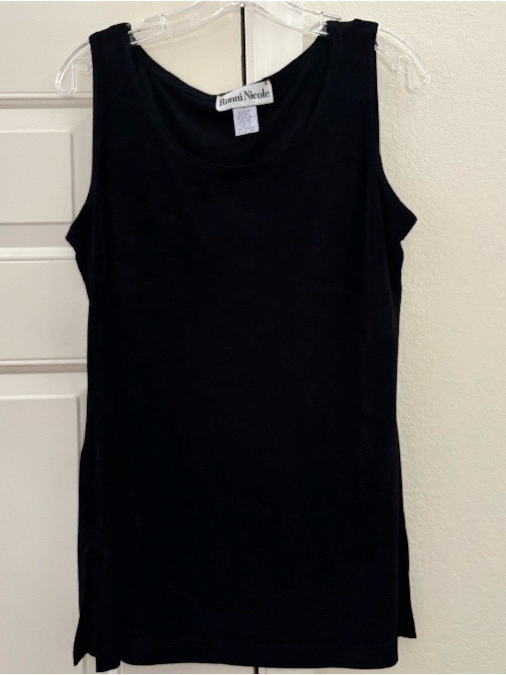 Vintage Ronni Nicole Black Stretchable Sleeveless Top with Side Slits